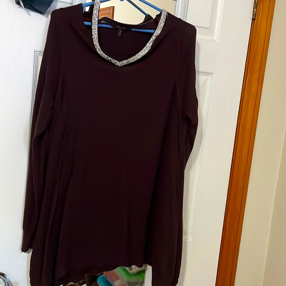 Sweater with sparkly embellished neck-line